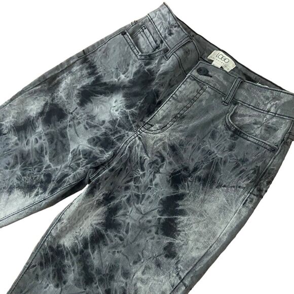 LOGO by Lori Goldstein Women's Grey Tie Dye Skinny Jeans Size 4 Petite Stretchy - Picture 3 of 7